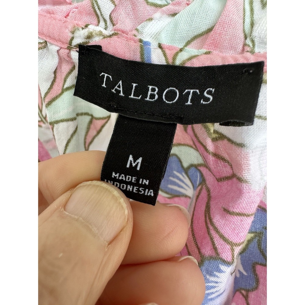 Talbots Tropical Parrot Print Ruffle Trim 100% Cotton Sleeveless Top – Size M - Picture 4 of 5